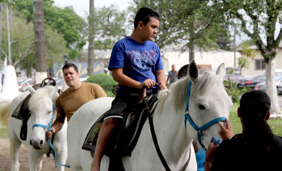 Ofertado gratuitamente à comunidade paranaense há 10 anos, o serviço de equoterapia do Regimento de Polícia Montada (RPMon) da Polícia Militar do Paraná já ajudou na recuperação de mais de 500 pessoas ao longo do tempo e é uma das principais atividades promovidas pela unidade. Os militares estaduais que atuam nessa área possuem cursos e capacitação técnica no tema, além dos equinos serem treinados e separados exclusivamente para esse trabalho.Foto: Sd Feliphe Aires